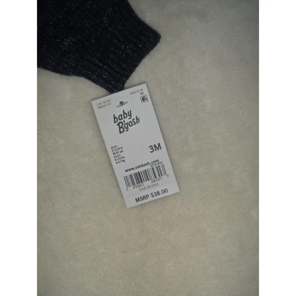 NWT Baby Bgosh OshKosh Shawl Collar Cardigan Sweater Navy Marled Knit Boys 3M